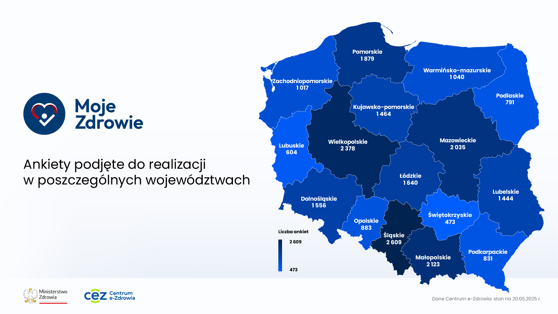 Liczba ankiet podjętych do realizacji w poszczególnych województwach